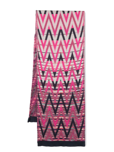 Shop Missoni Viscose And Wool Blend Scarf In Pink