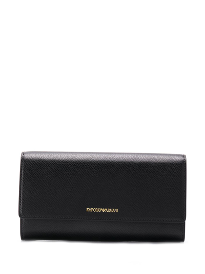 Shop Emporio Armani Continental Flap Wallet In Black