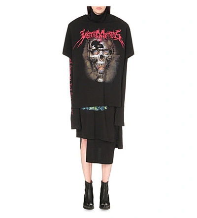 Vetements Layered Printed Cotton-jersey T-shirt Dress In Black