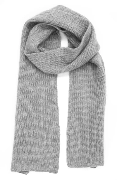 Portolano Stitched Cashmere Scarf In Light Heather Grey