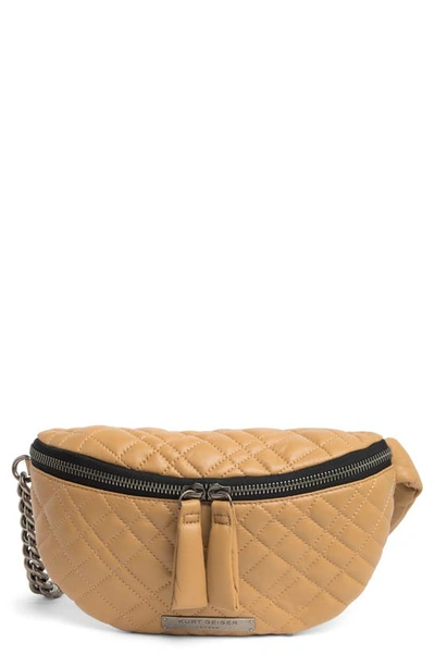 Shop Kurt Geiger Brixton Quilt Belt Bag In Light/ Pastel Brown