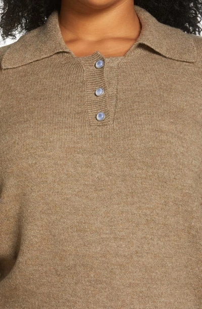 Shop Vero Moda Curve Bella Puff Sleeve Polo Sweater In Fossil