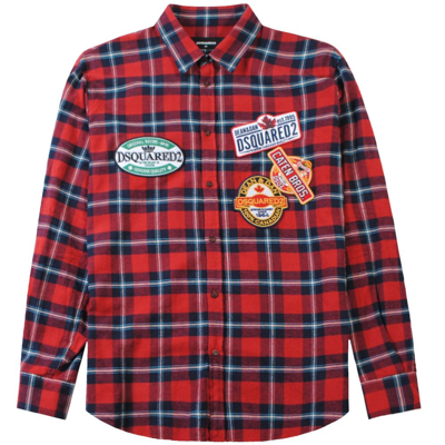Shop Dsquared2 Men's Label Pattern Shirt Red S