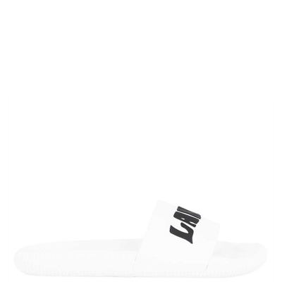 Shop Lanvin Men's Aprege Logo Sliders White Uk 8