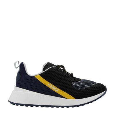 Shop Fendi Boys Sneakers Logo Navy Blue Eu 38