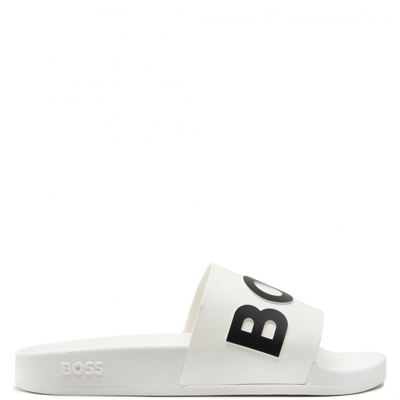 Shop Hugo Boss Mens Classic Logo Sliders White Uk 6