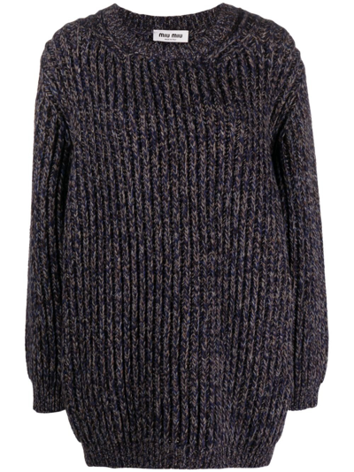 Shop Miu Miu Blue Ribbed-knit Sweater