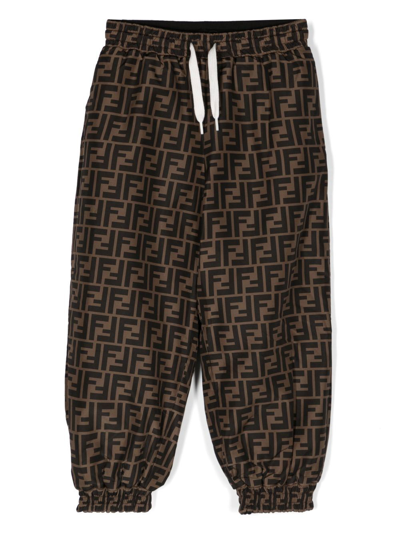 Shop Fendi Ff-logo Print Track Pants In Brown
