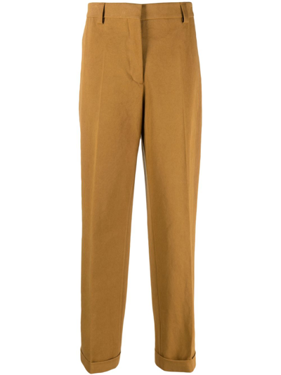 Shop Miu Miu Yellow Cotton Gabardine Trousers In Gelb