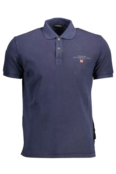 Shop Napapijri Blue Cotton Polo Men's Shirt