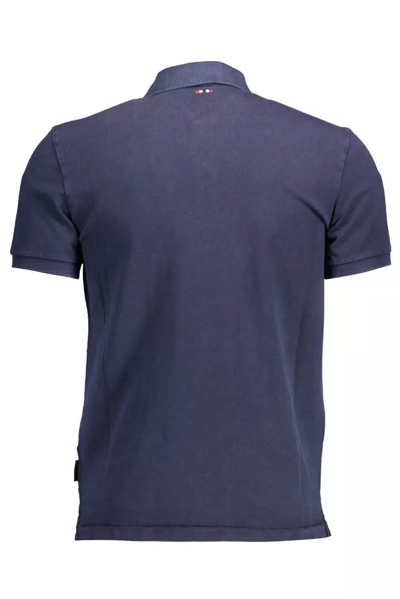 Shop Napapijri Blue Cotton Polo Men's Shirt