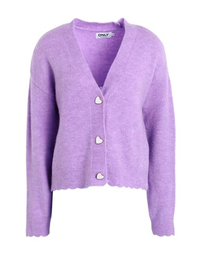 Shop Only Woman Cardigan Light Purple Size L Acrylic, Polyester, Polyamide