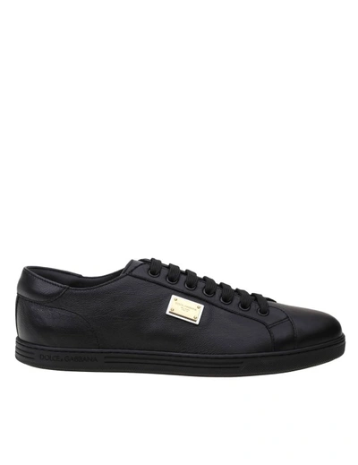 Shop Dolce & Gabbana Low Sneakers In Black Leather