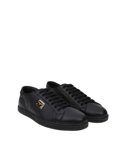 Shop Dolce & Gabbana Low Sneakers In Black Leather