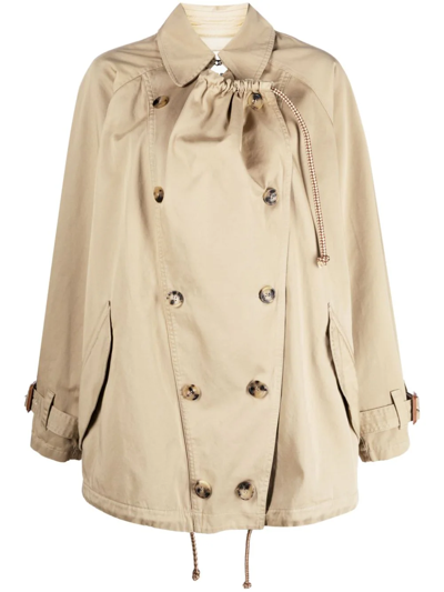 Shop Isabel Marant Dusika Double-breasted Trench Coat In Nude & Neutrals