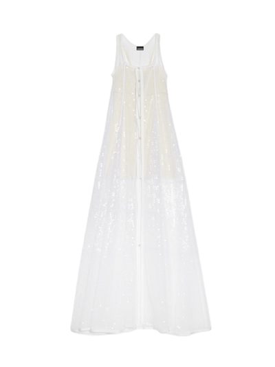 Shop Jacquemus Long Negligee Dress With Ribbon In White