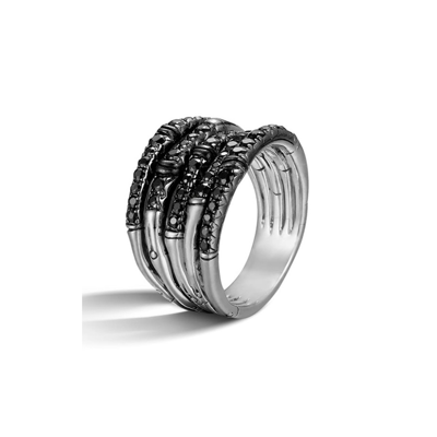 Shop John Hardy Bamboo Black Sapphire Sterling Silver Ring - Rbs57614blsx7 In Silver-tone