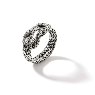 Shop John Hardy Classic Chain Sterling Silver Manah Chain Ring - Rb901039x7 In Silver-tone