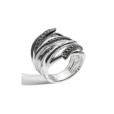 Shop John Hardy Bamboo Black Sapphire Sterling Silver Ring - Rbs58944blsx7 In Silver-tone