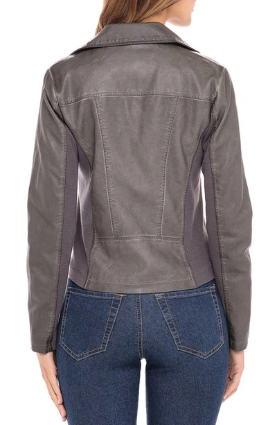 Sebby Faux Leather Moto Jacket In Grey