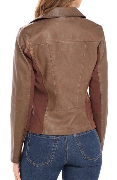 Sebby Faux Leather Moto Jacket In Whiskey