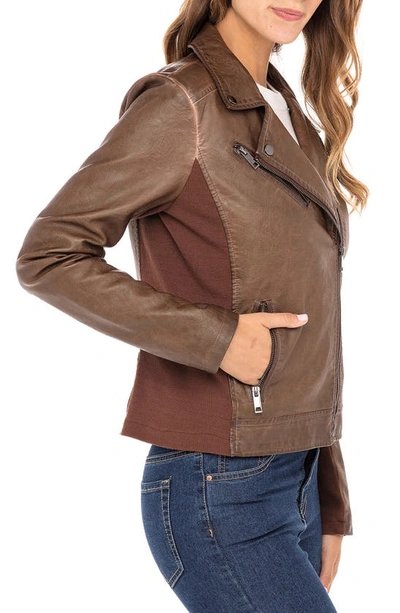 Sebby Faux Leather Moto Jacket In Whiskey