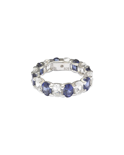 Shop Suzy Levian Silver 0.02 Ct. Tw. Diamond & Gemstone Ring