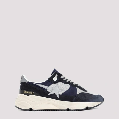 Shop Golden Goose Leather Running Sneakers In Silver Blue Grey