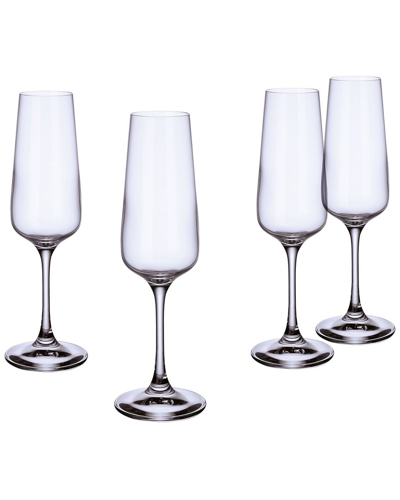 Shop Villeroy & Boch Ovid Set Of 4 Flutes In Clear