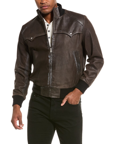 Shop Iro Blunt Leather Jacket In Brown