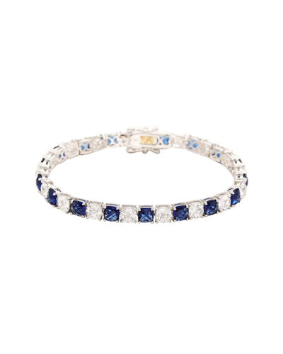 Suzy Levian Sterling Silver Cushion Cut Pink Sapphire And Created White Sapphire Tennis Bracelet