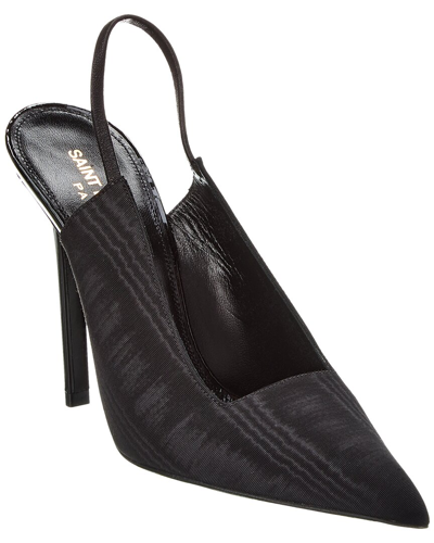 Shop Saint Laurent Raven 110 Grosgrain Slingback Pump In Black