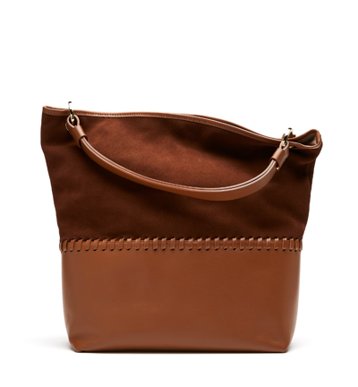 Shop La Canadienne Peggy Leather Whipstitched Tote Bag In Cognac