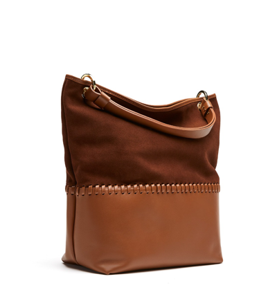 Shop La Canadienne Peggy Leather Whipstitched Tote Bag In Cognac