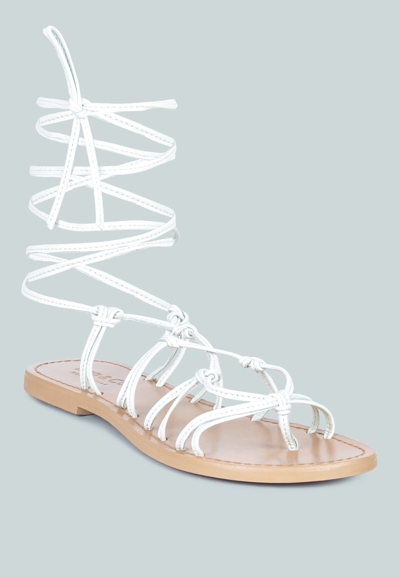 Shop Rag & Co Baxea Handcrafted White Tie Up String Flats