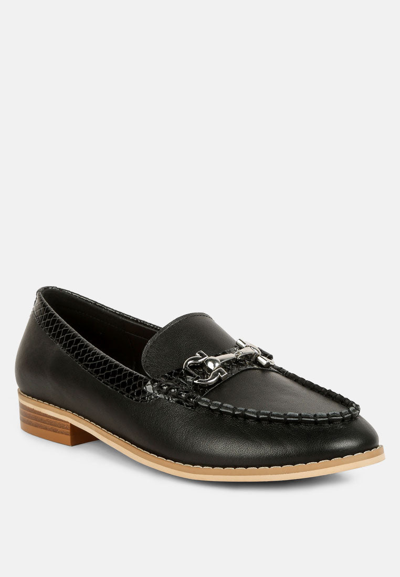 Shop Rag & Co Holda Horsebit Embellished Loafers With Stitch Detail In Black