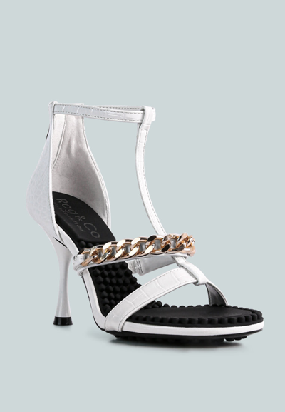 Shop Rag & Co Dakota Metal Chain Embellishment Sandals In White