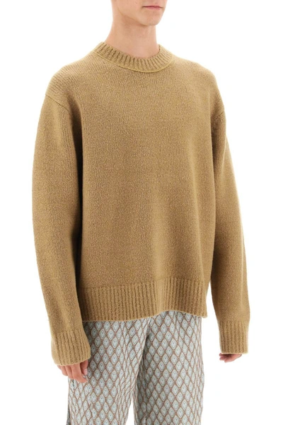 Shop Acne Studios Crew-neck Sweater In Wool And Cotton In Beige