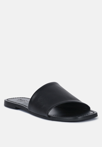 Shop Rag & Co Tatami Black Leather Classic Slide Flats