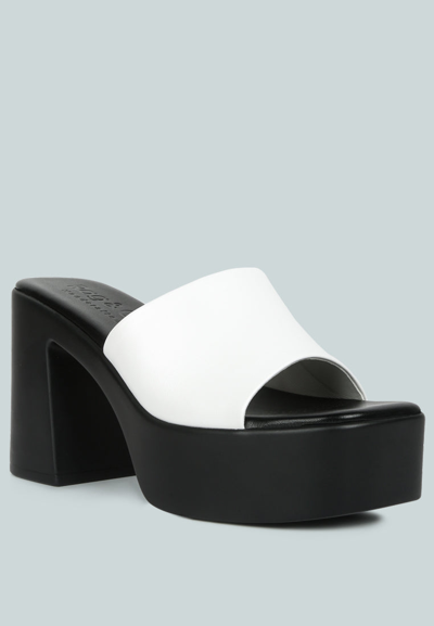 Shop Rag & Co Scandal Slip On Block Heel Sandals In White