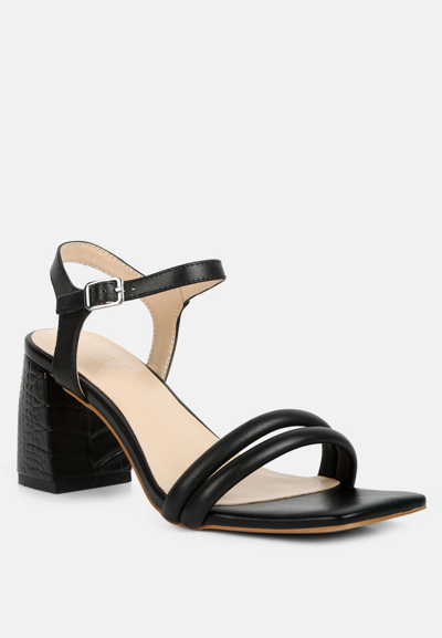 Shop Rag & Co Edyta Ankle Strap Block Heel Sandals In Black