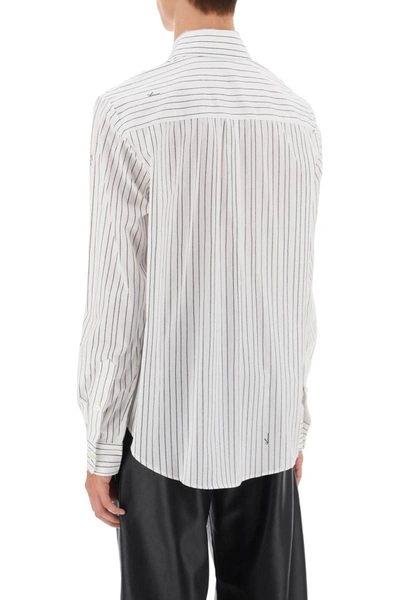 Shop Amiri Striped Logo Shirt In White