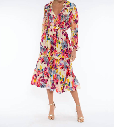 Shop Taj By Sabrina Crippa Baxedes Dress In Figs And Florals In Multi