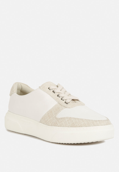 Shop Rag & Co Kjaer Dual Tone Leather Sneakers In Off White