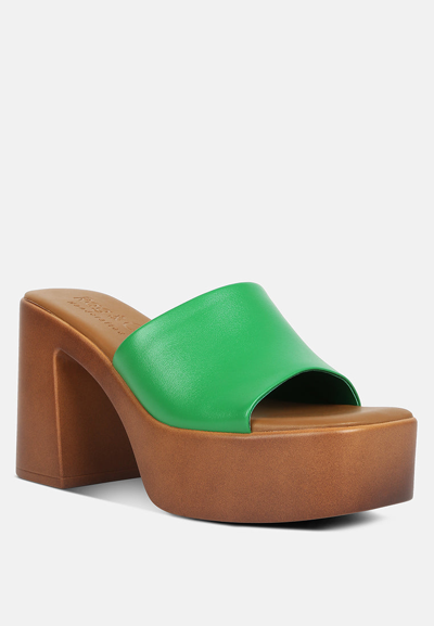 Shop Rag & Co Scandal Slip On Block Heel Sandals In Green