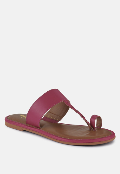 Shop Rag & Co Harris Fuchsia Toe Ring Braided Slip Ons In Pink