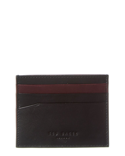 Shop Ted Baker Nancard Contrast Edge Paint Leather Card Holder In Black