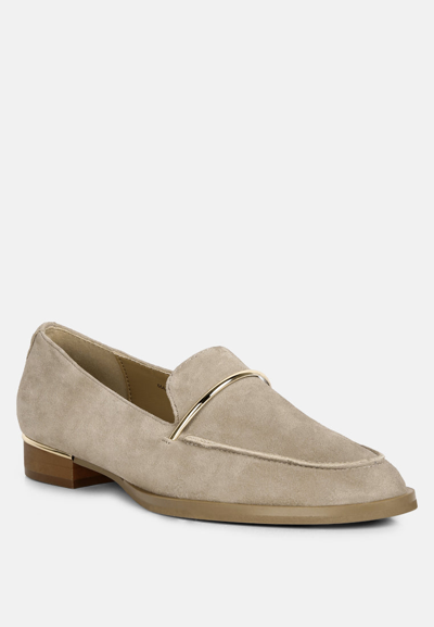 Shop Rag & Co Paulina Taupe Suede Slip-on Loafers In Brown