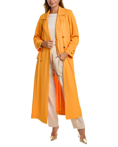 Shop Oscar De La Renta Twill Coat In Yellow
