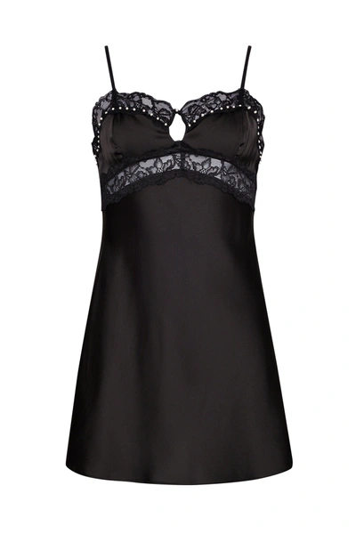 Shop Danielle Guizio Ny Babydoll Slip Dress In Black